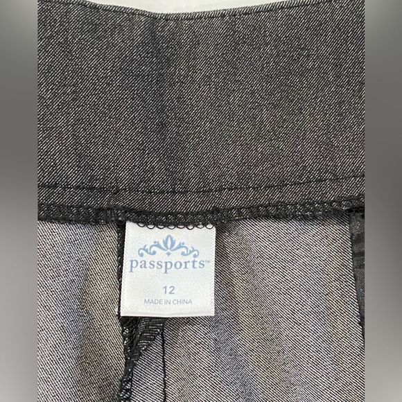 Passports Gray Charcoal Straight Leg Stretch Dress Trousers Pants Size 12 - Picture 7 of 12